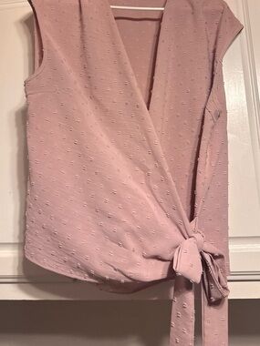 Chic Nation Dusty Rose Wrap Tie Blouse